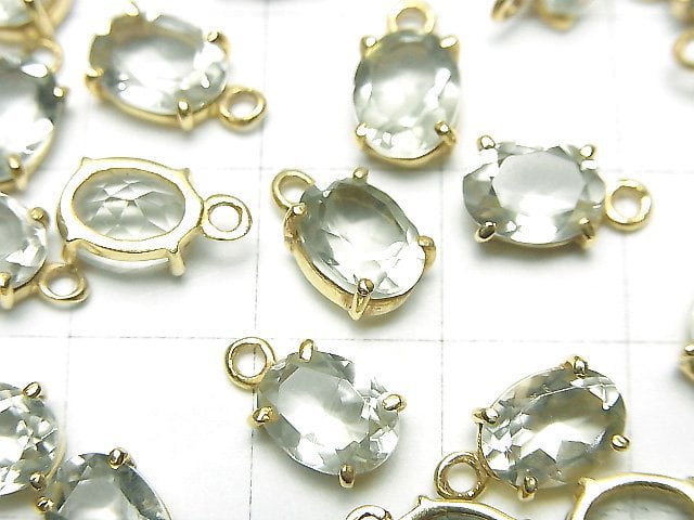 高品質綠紫水晶 AAA 包鑲橢圓刻面 8x6mm 18KGP 2顆