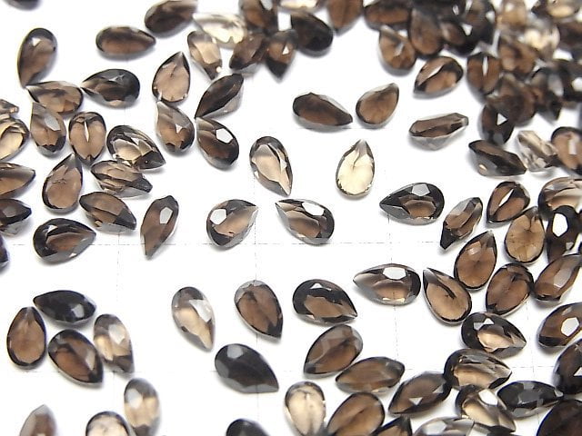 Hochwertiger Rauchquarz AAA Lose Stein Birnenform Facettiert 5x3mm 10 Stück