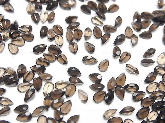 Hochwertiger Rauchquarz AAA Lose Stein Birnenform Facettiert 5x3mm 10 Stück