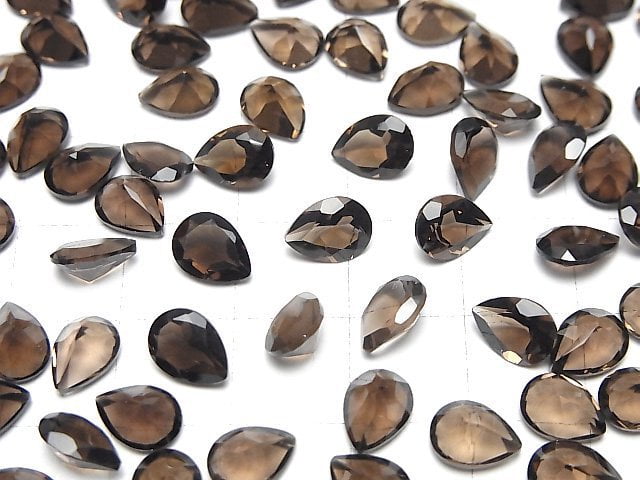 Hochwertiger Rauchquarz AAA Lose Stein Birnenform Facettiert 8x6mm 5 Stück