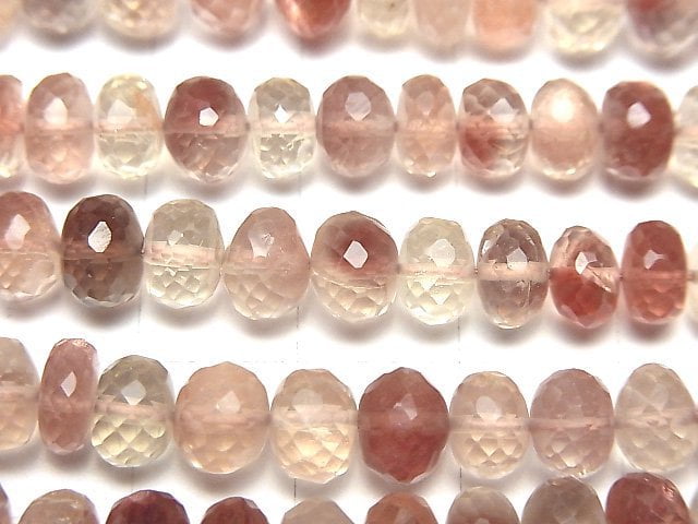 High Quality Oregon Sunstone AAA- Faceted Button Rondelle half or 1strand beads (aprx.17inch/42cm)