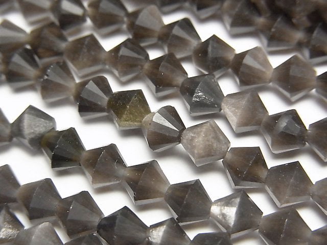 高品質!銀曜石 AAA 算盤切割 5.5x5.5x5.5mm 1串珠子 (約15英吋/37公分)