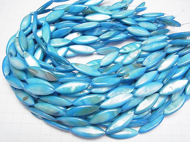 Blaue Muschel Marquise 30x10x4mm 1strang Perlen (ca. 14 Zoll/34 cm)