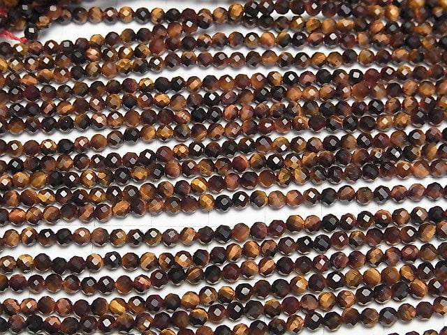 Hochwertig! Roter Tigerauge AAA- facettierte Rund 3mm 1strang Perlen (ca. 15 Zoll/38 cm)