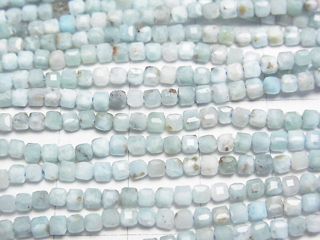 高品質!拉利瑪海紋石 AA+ 立方體形狀 2.5x2.5x2.5mm 半串或 1 串珠子 (約 15 英寸/38 公分)
