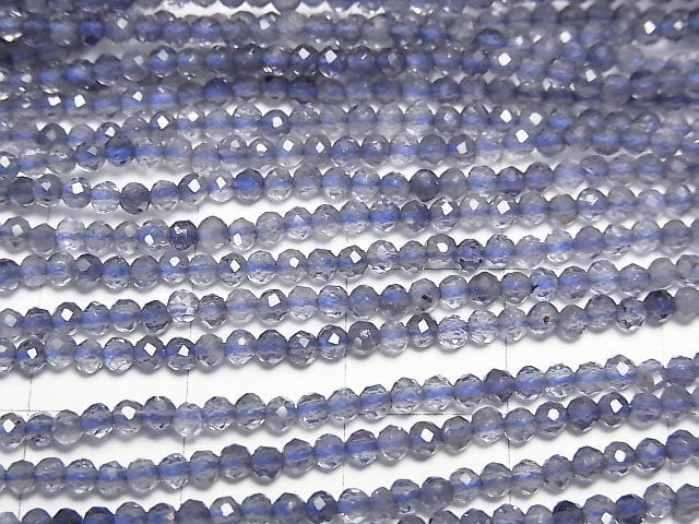高品質!堇青石 AAA 刻面圓珠 2mm 1串 (約15英吋/37公分)