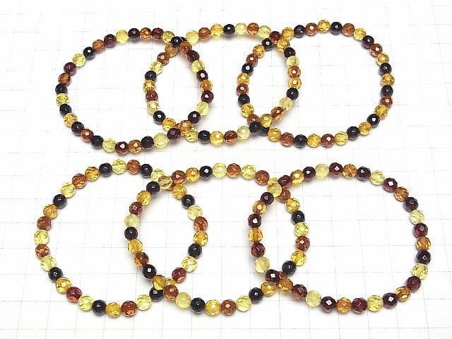 Baltisches Bernstein facettierte Rund 5mm mehrfarbiges Armband