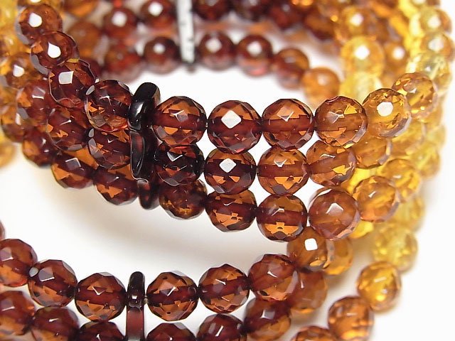 Baltic Amber 3strands Faceted Round 6mm Color Gradation Bracelet