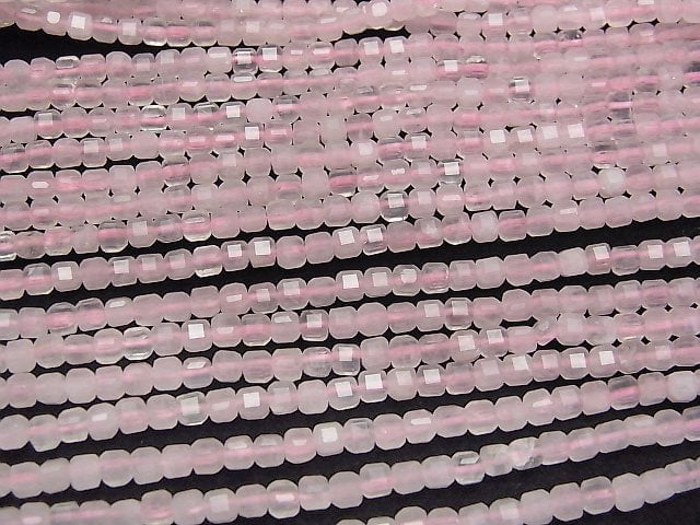 Hochwertig! Rosenquarz AA++ Würfelform 3x3x3mm 1strang Perlen (ca. 15 Zoll/37 cm)