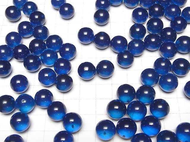 Blaue Bernstein halb durchbohrte runde 12mm 2 Stück
