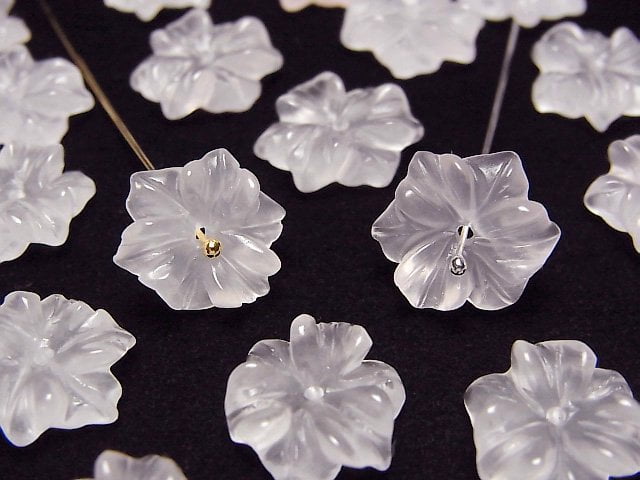 Rose Quartz AAA- Flower 14mm Center Hole 2pcs