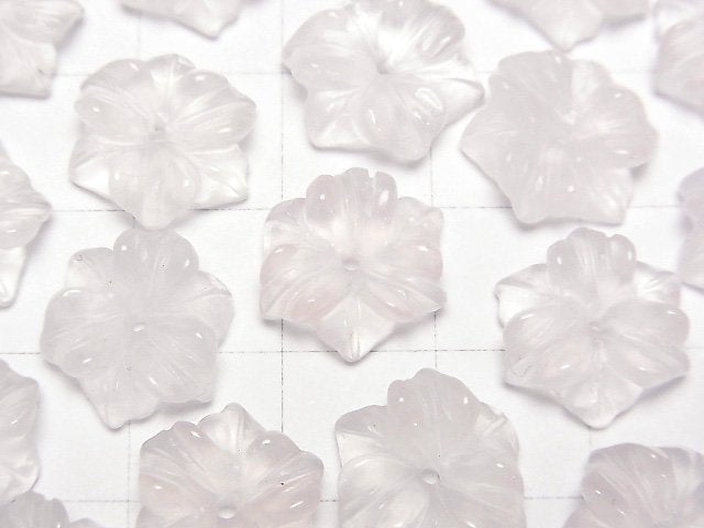 Rose Quartz AAA- Flower 14mm Center Hole 2pcs
