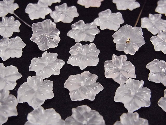 Rose Quartz AAA- Flower 14mm Center Hole 2pcs