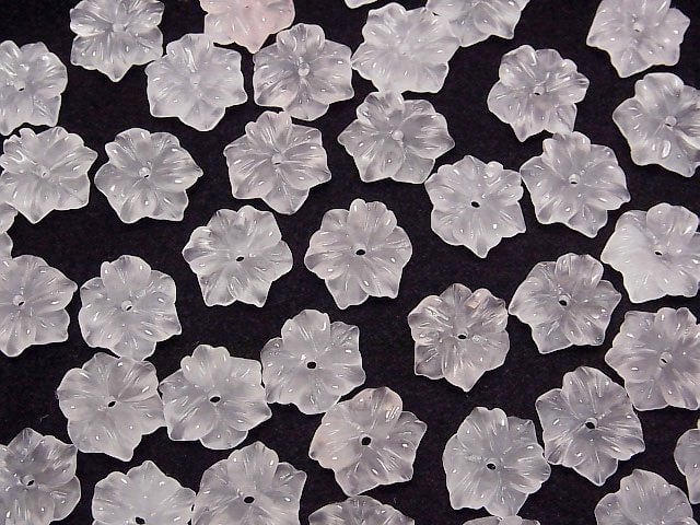Rose Quartz AAA- Flower 14mm Center Hole 2pcs