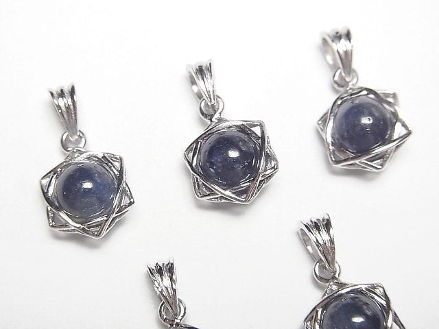 Sapphire AA++ 6mm Ball Star Pendant Silver925 1pc