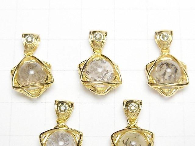 樹枝石英AA++ 8mm 球形,附星形捷克隕石吊墜 18KGP 1個