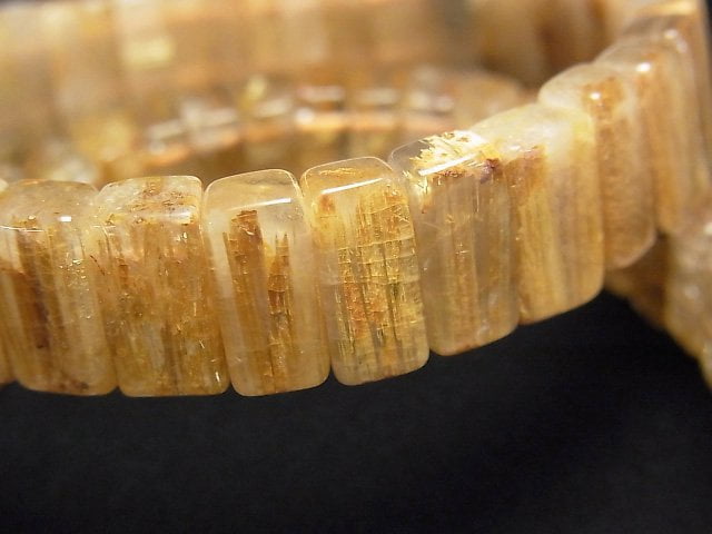 金髮晶 AAA - 兩孔長方形 1串珠子 (手鐲)