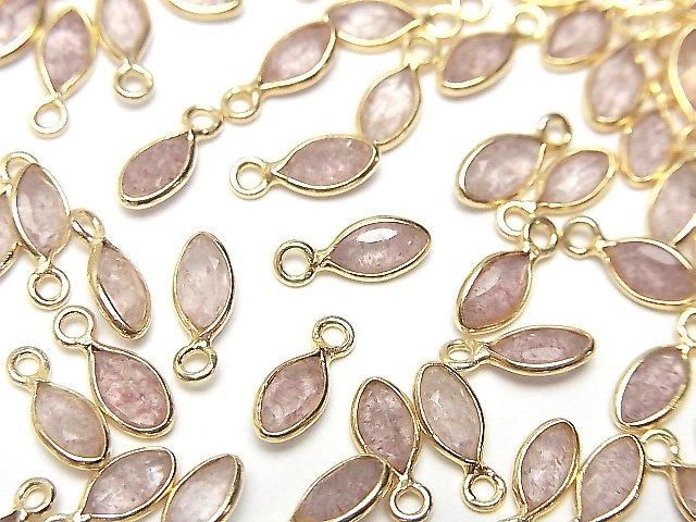 高品質粉紅色黝簾石 AA++ 7x4mm 馬眼刻面無邊鑲嵌 18KGP 5顆