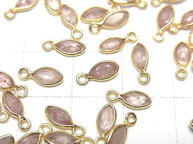 高品質粉紅色黝簾石 AA++ 7x4mm 馬眼刻面無邊鑲嵌 18KGP 5顆