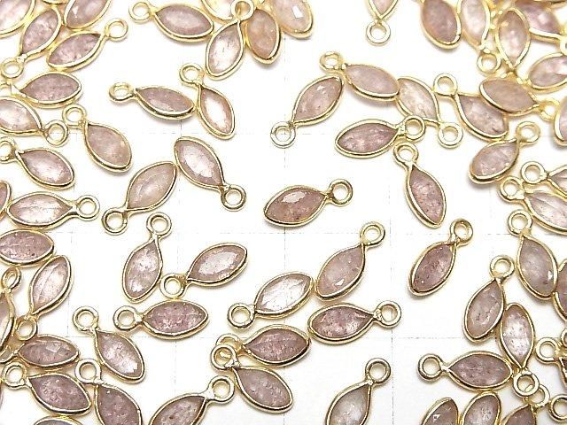 Hochwertiger rosa Epidot AA++ Zargenfassung Marquise facettiert 7x4mm 18KGP 5Stk
