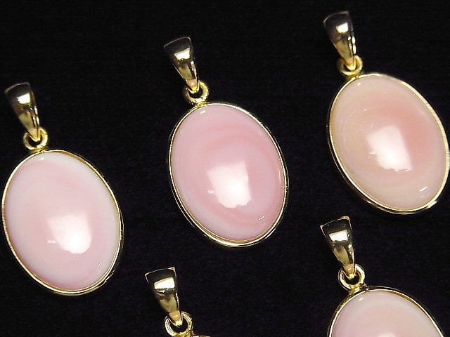 Queen Conch Shell AAA- Oval Pendant 19x14mm 18KGP 1pc