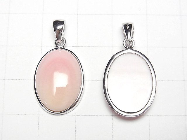 Queen Conch Shell AAA- Oval Pendant 19x14mm Silver925 1pc