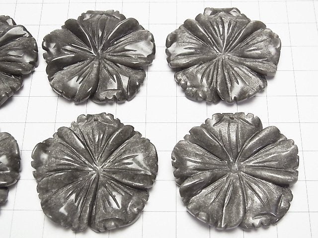 Silberner Obsidian AAA Blume 40mm 1 Stück
