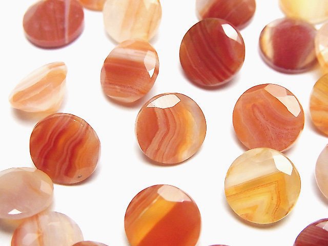混合刻面紅玉髓裸石圓形刻面 10x10mm 3顆