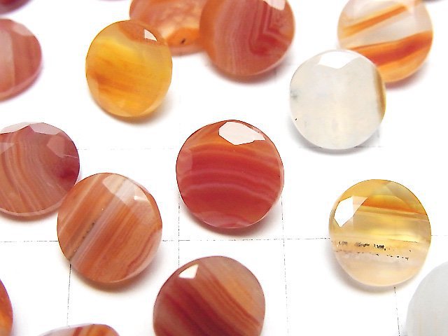 混合刻面紅玉髓裸石圓形刻面 10x10mm 3顆