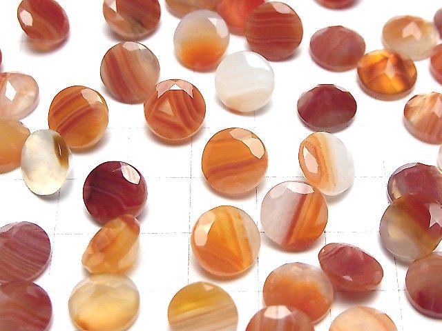 Gemischter Karneol loser Stein rund facettiert 10x10mm 3Stk