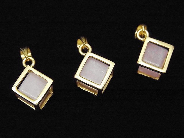 堇青石 AA++ 骰子吊墜 13x13mm 18KGP 1個