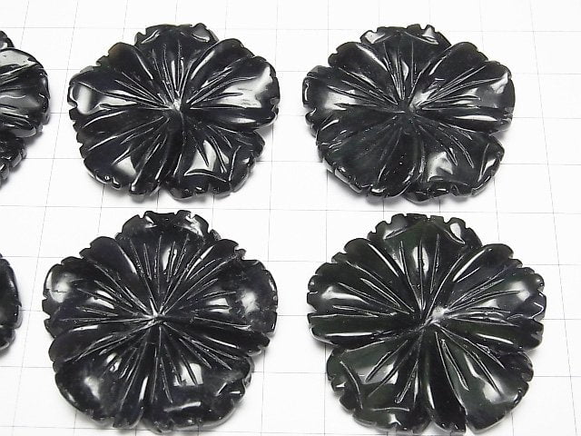Schwarzer Obsidian AAA Blume 40mm 1 Stück