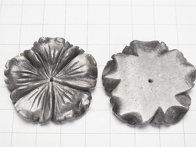 銀曜石 AAA 花朵 40mm 中心孔 1個