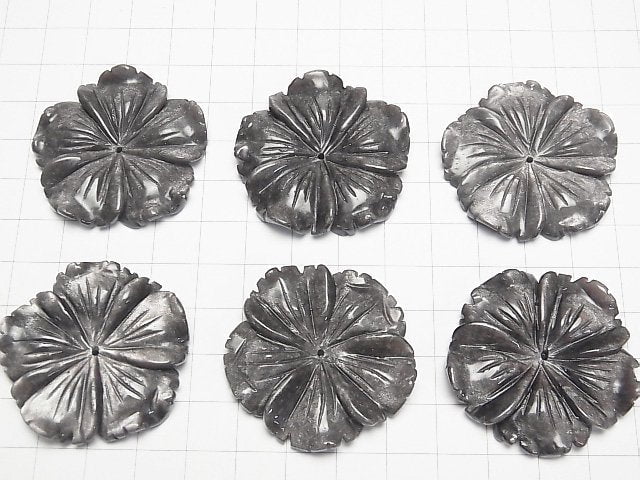 Silberner Obsidian AAA Blume 40mm Zentrum Loch 1 Stück