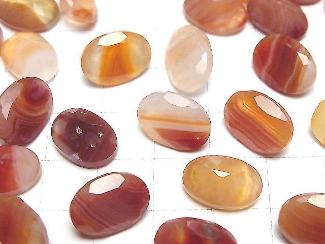 Gemischter Karneol loser Stein oval facettiert 14x10mm 3Stk