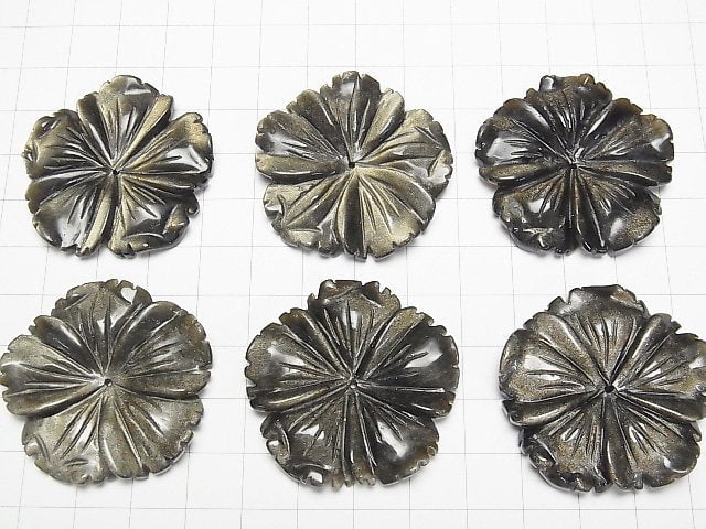 Goldener Obsidian AAA Blume 40mm Zentrum Loch 1 Stück