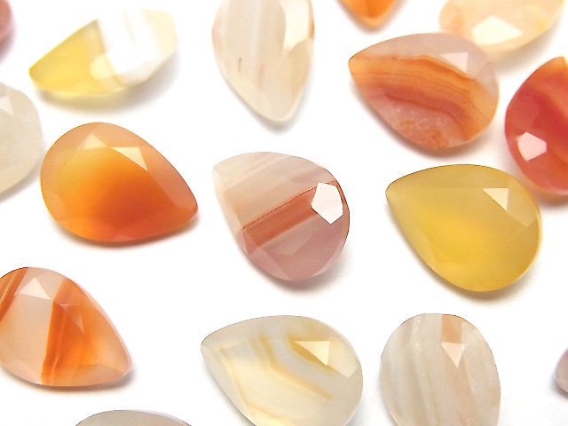 混色紅玉髓 梨形 刻面 14x10公釐 3顆 散石