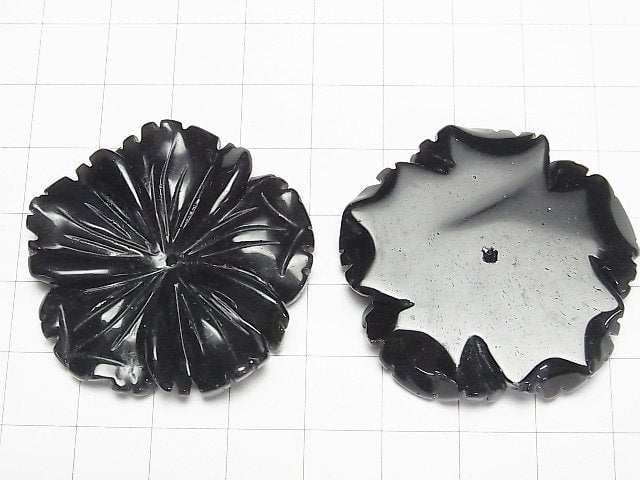 黑曜石 AAA 花朵 40mm 中心孔 1個