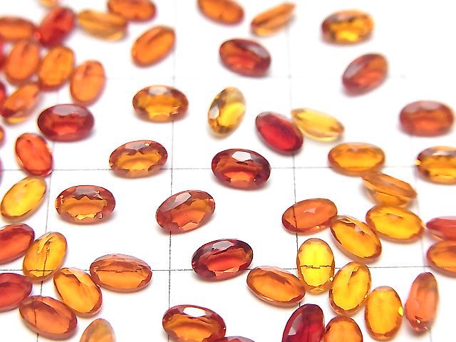高品質墨西哥蛋白石 (火蛋白石) AAA 裸石 橢圓形刻面 5x3毫米 3顆