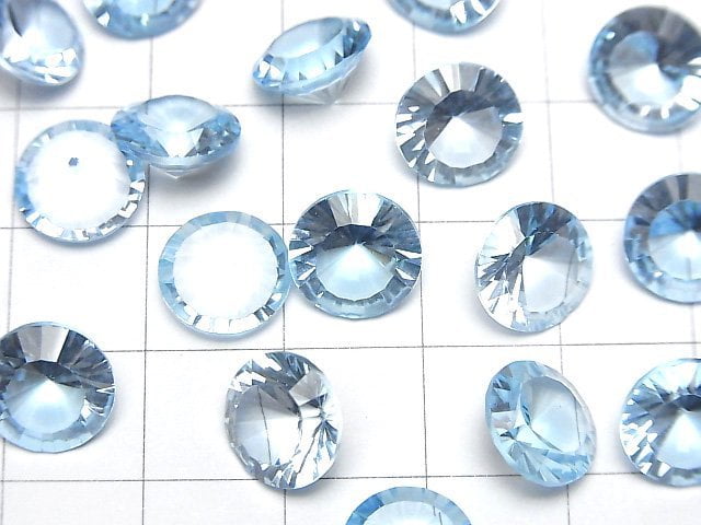 Hochwertiger himmelblauer Topas AAA loser Stein rund konvex geschliffen 10x10mm 1Stk
