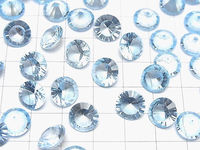 Hochwertiger himmelblauer Topas AAA loser Stein rund konvex geschliffen 10x10mm 1Stk