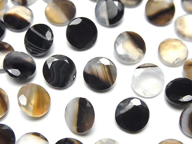 黑條紋瑪瑙 散珠 圓刻面 8x8mm 5顆