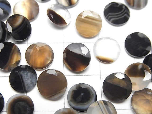 黑條紋瑪瑙 散珠 圓刻面 8x8mm 5顆
