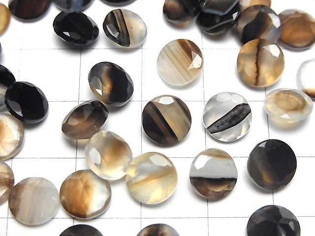 Schwarzer Streifenachat loser Stein rund facettiert 8x8mm 5Stk