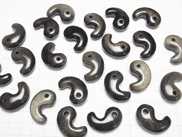 Goldener Obsidian AAA Komma-förmige Perle 30x20mm 1 Stück