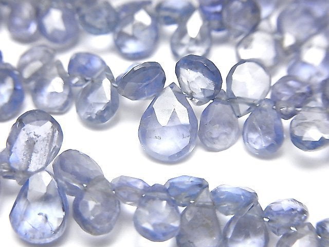 高品質無加熱藍寶石 AAA 梨形刻面水滴半串或 1 串珠子 (約3吋/8公分)