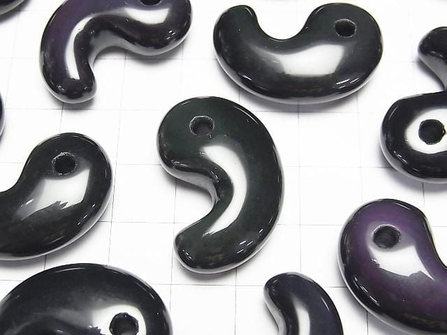 彩虹黑曜石AAA級逗號形珠子30x20毫米1顆