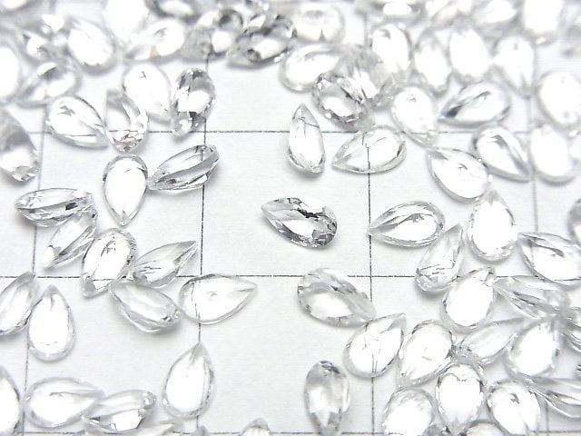 高品質白色托帕石 AAA 級梨形刻面 5x3 毫米 10 顆/包