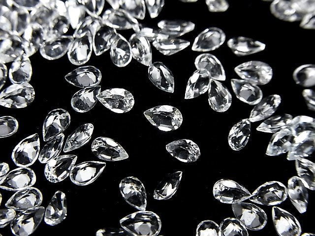 Hochwertiger weißer Topas AAA loser Stein tropfenförmig facettiert 5x3mm 10Stk