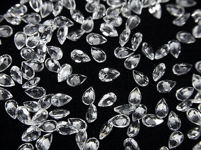 Hochwertiger weißer Topas AAA loser Stein tropfenförmig facettiert 5x3mm 10Stk